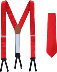 Trafalgar Sutton Solid Color Silk Brace and Necktie Combo
