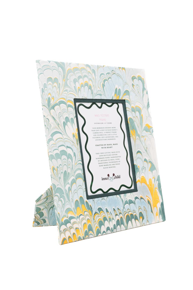 Hand-Marbled Large Wall Picture Frame - 5x7, Main, color, Blue