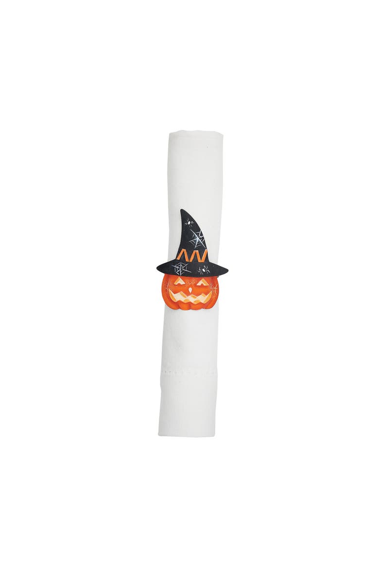 Witchy Pumpkin Halloween Napkin Ring, Main, color, ORANGE