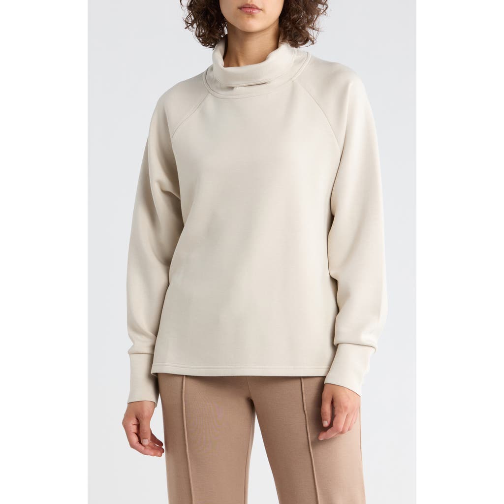 Z By Zella Whisper Knit Turtleneck Sweatshirt In Metallic