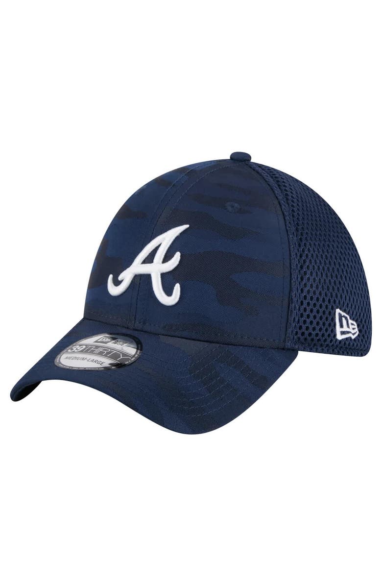 New Era Men's New Era Navy Atlanta Braves Subtle Camo 39THIRTY Flex Hat, Alternate, color, 