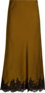 WAYF Vienna Lace Trim Satin Skirt