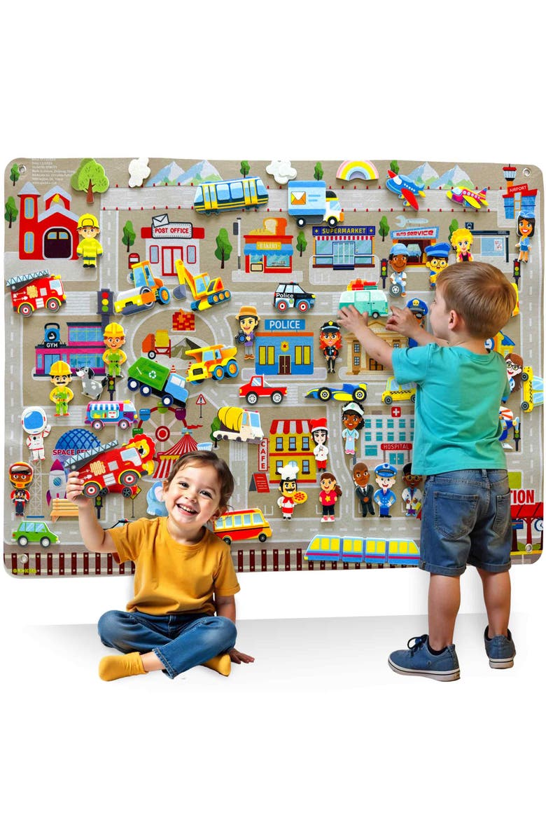 Quokka Felt Board Learning Set for Kids, Main, color, City