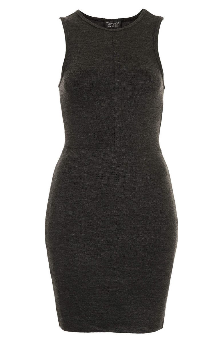 Topshop Body-Con Tank Dress, Alternate, color, Grey
