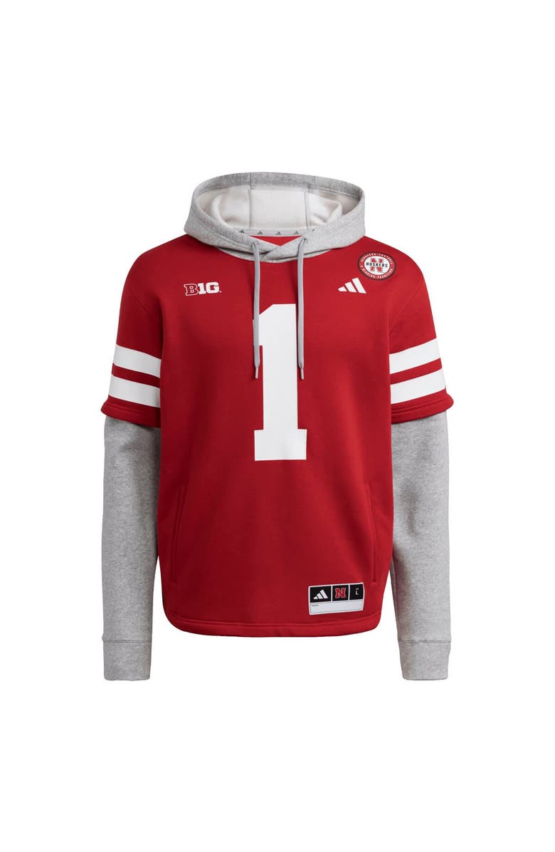 adidas Men's adidas Red Nebraska Huskers Jersey Pullover Hoodie, Alternate, color, Scarlet