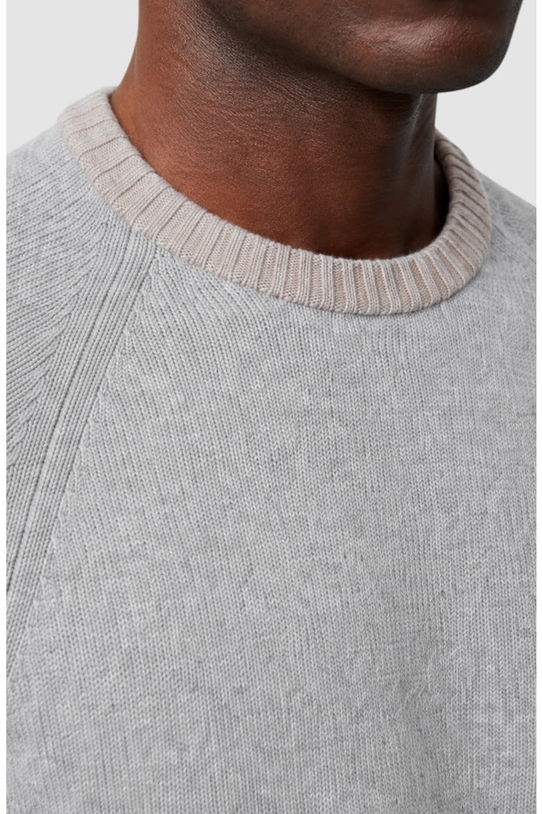 Contrast Crewneck Wool Blend Sweater, Alternate, color, PLATINUM