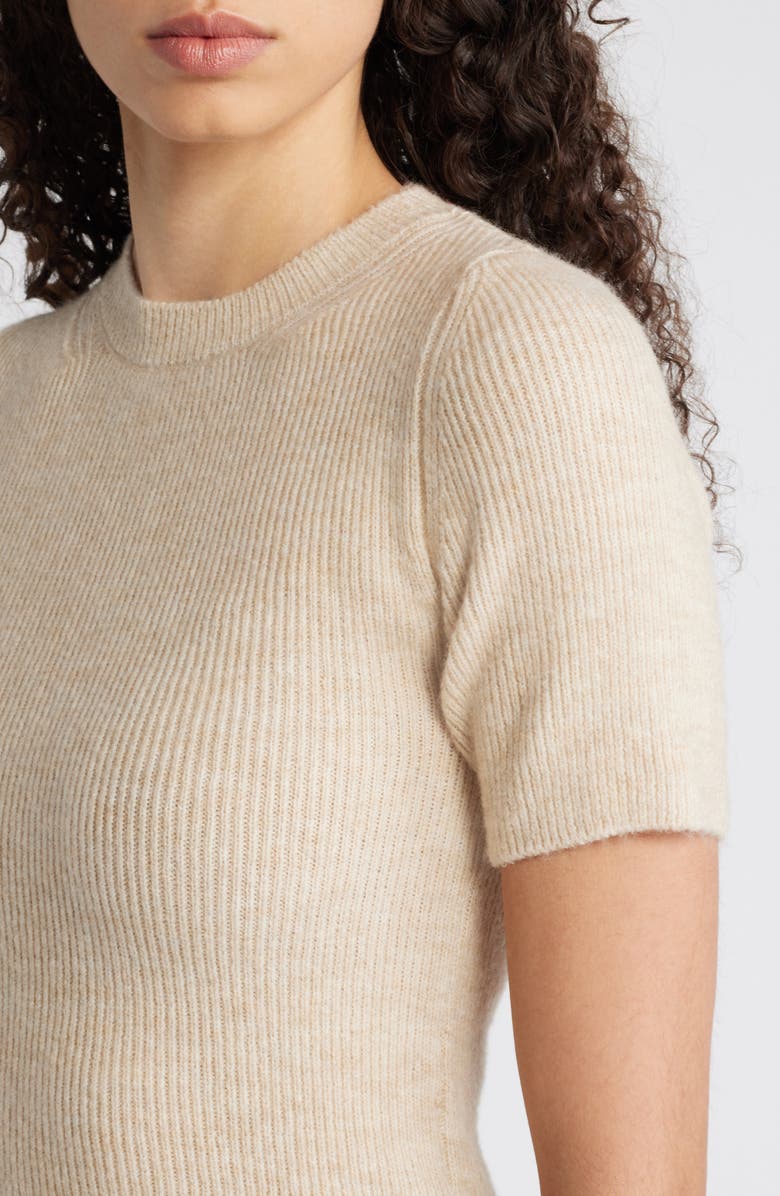 MANGO Short Sleeve Rib Sweater, Alternate, color,