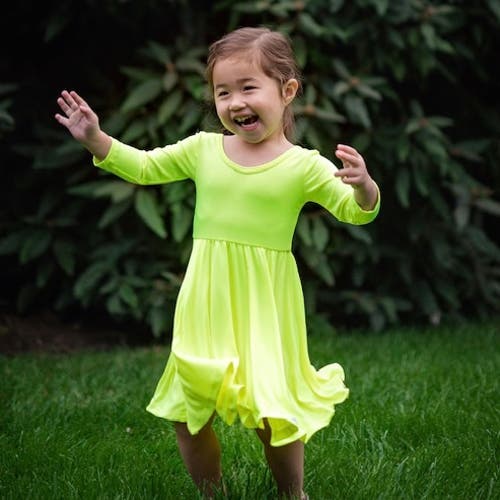 Worthy Threads Girls' Twirly Dress In Neon Yellow - Little Kid, Big Kid In Neon Yellow