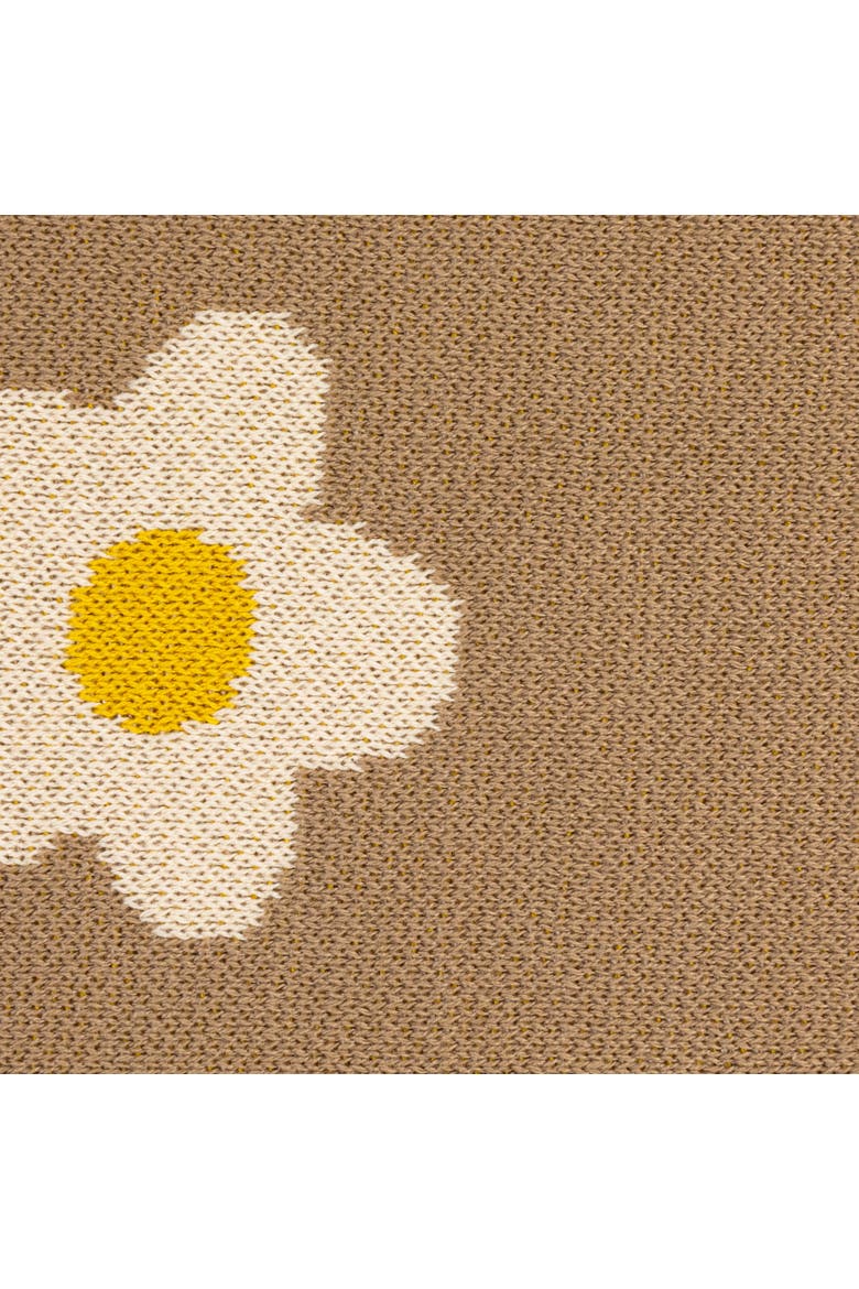 Cotton Knit Baby Blanket with Printed Flowers, Brown and White, Alternate, color, Natural