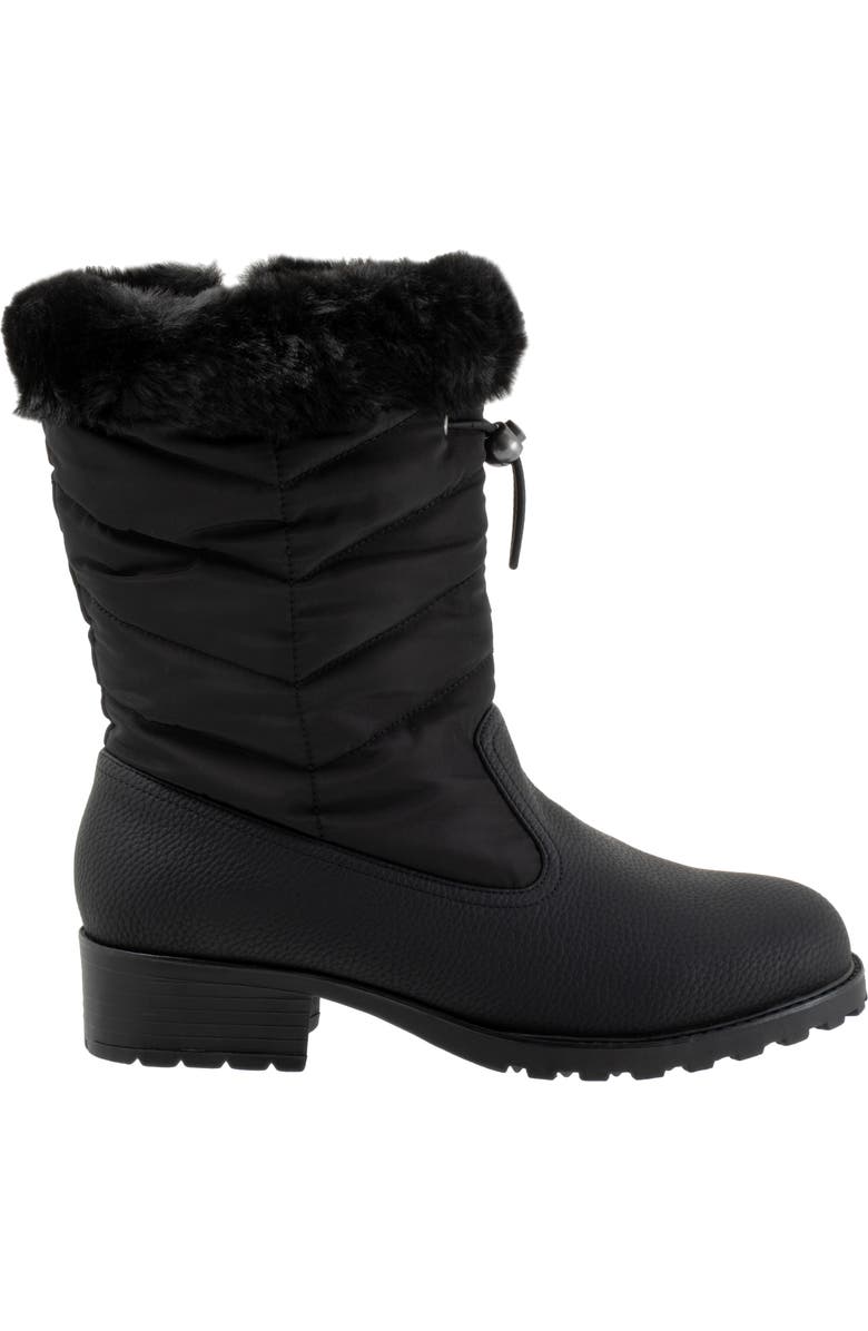 Trotters Bryce Faux Fur Trim Winter Boot, Alternate, color, Black Tumbled