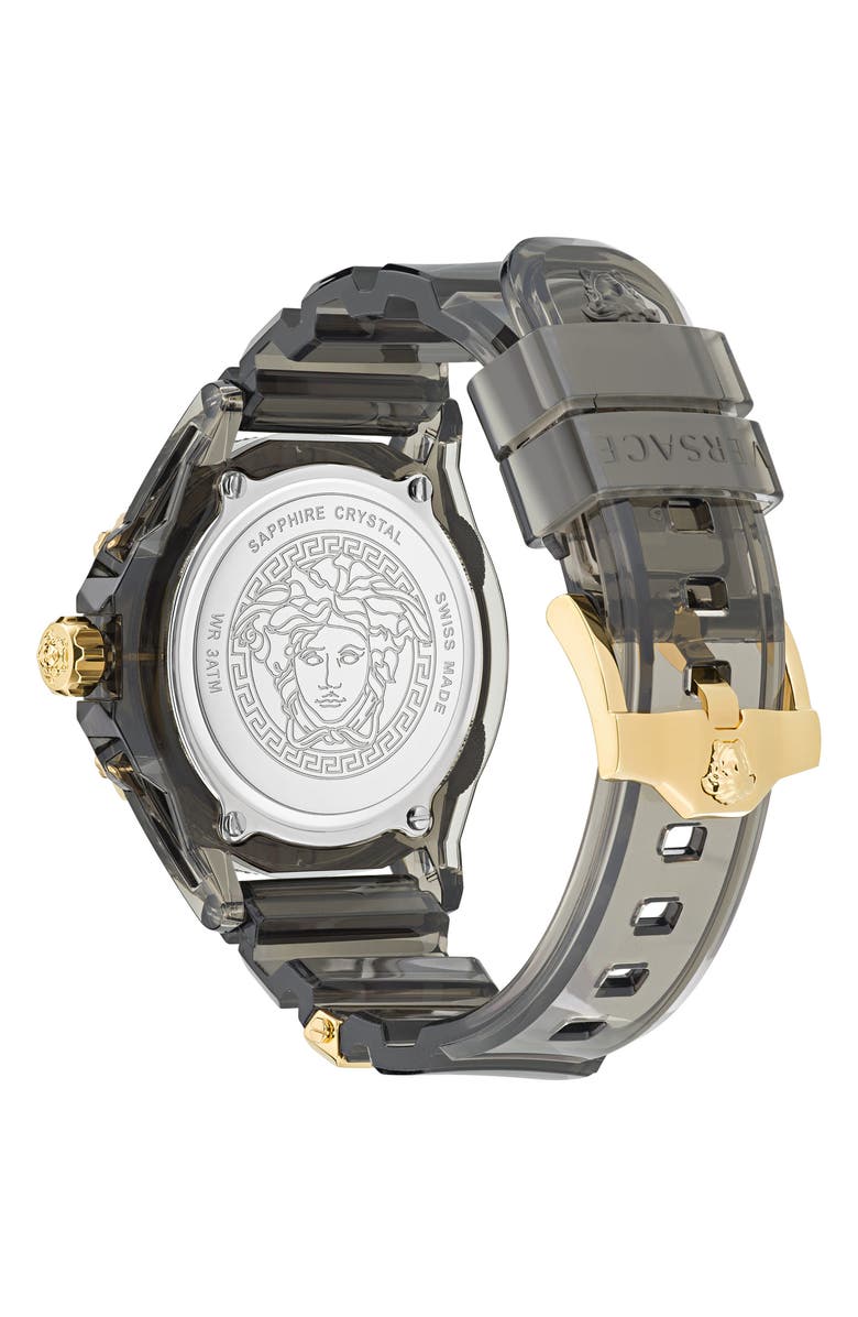 Versace Icon Active Silicone Strap Watch, 42mm, Alternate, color, Black