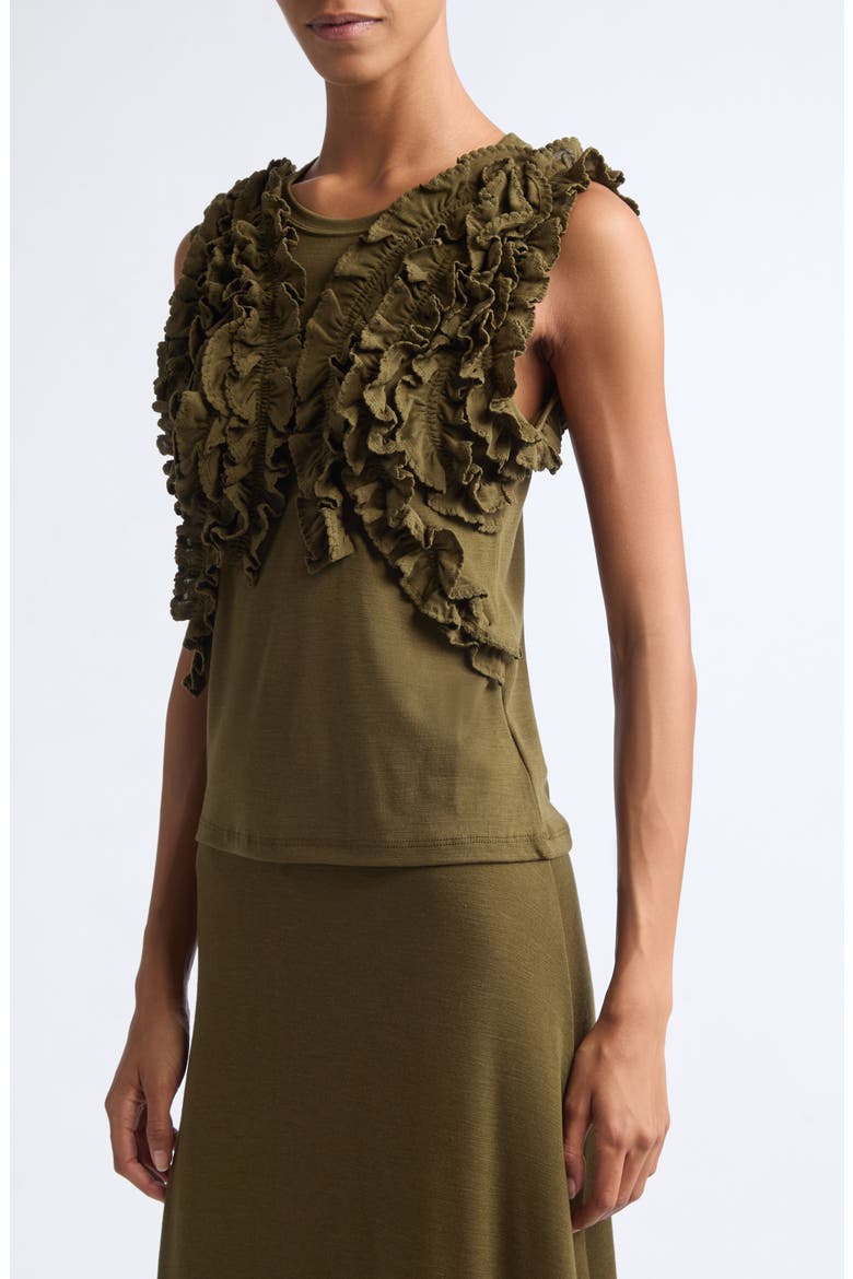 Vesna Ruffle Wool Jersey Top, Alternate, color, LODEN
