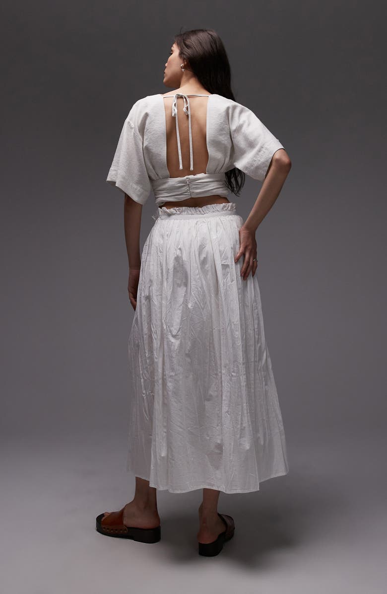 Topshop Crinkle Cotton Maxi Skirt, Alternate, color, Ivory