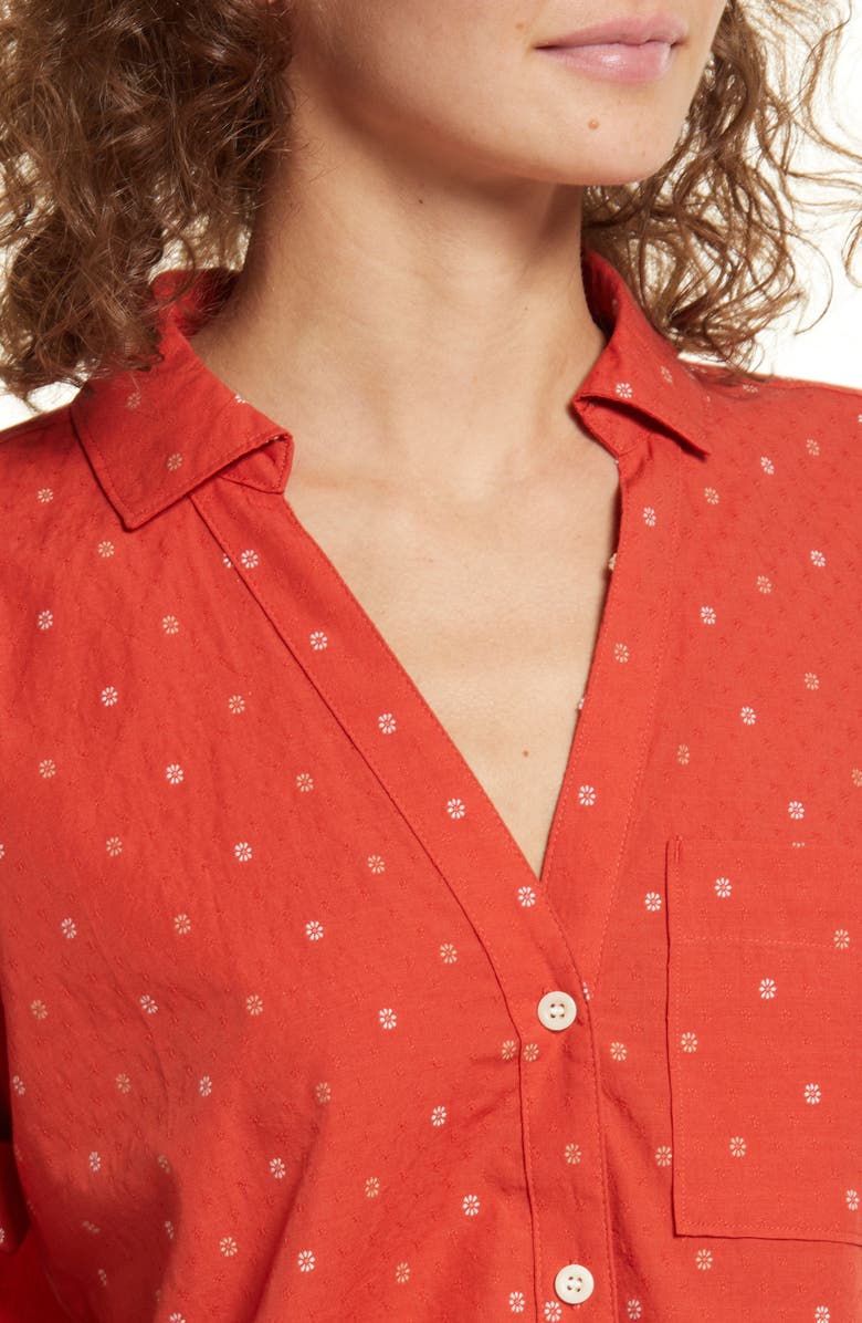 Madewell Floral Jacquard V-Neck Pocket Shirt, Alternate, color,