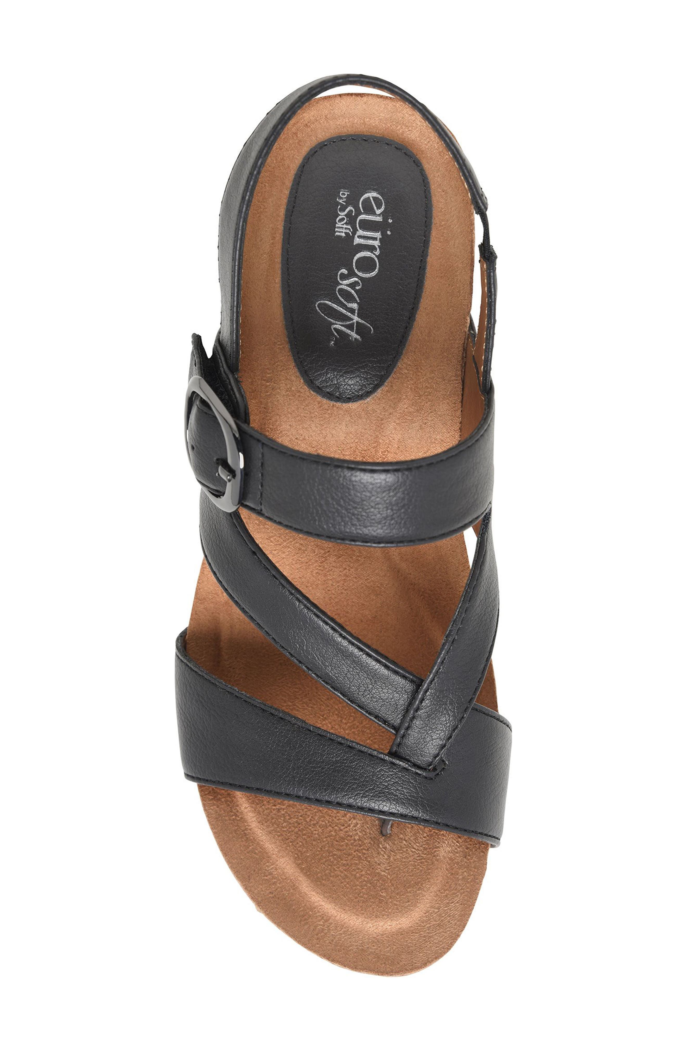 EUROSOFT Evelyn Wedge Sandal, Alternate, color, Black