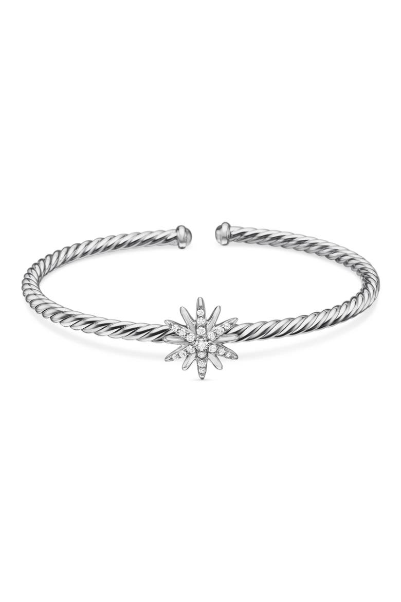Starburst Center Station Bracelet in Sterling Silver with Diamonds, 3mm, Alternate, color, DIAMOND/ SILVER