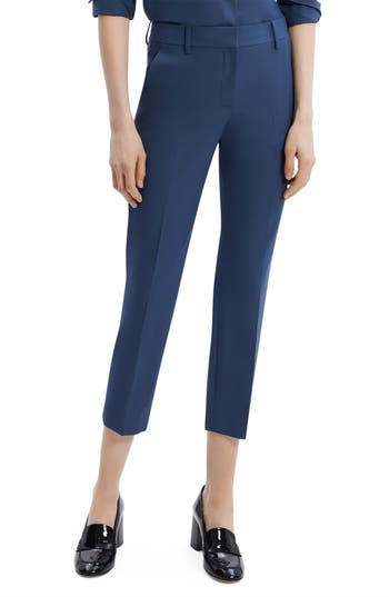 Theory Treeca 2 Good Wool Crop Suit Pants In Ash Blue