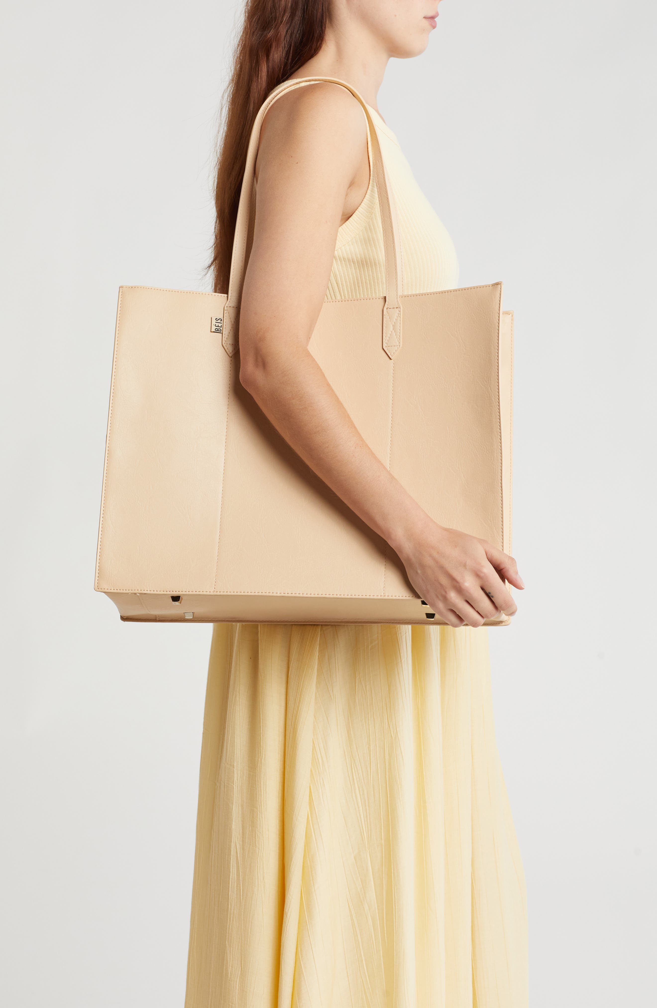 Large Work Tote, Alternate, color, BEIGE