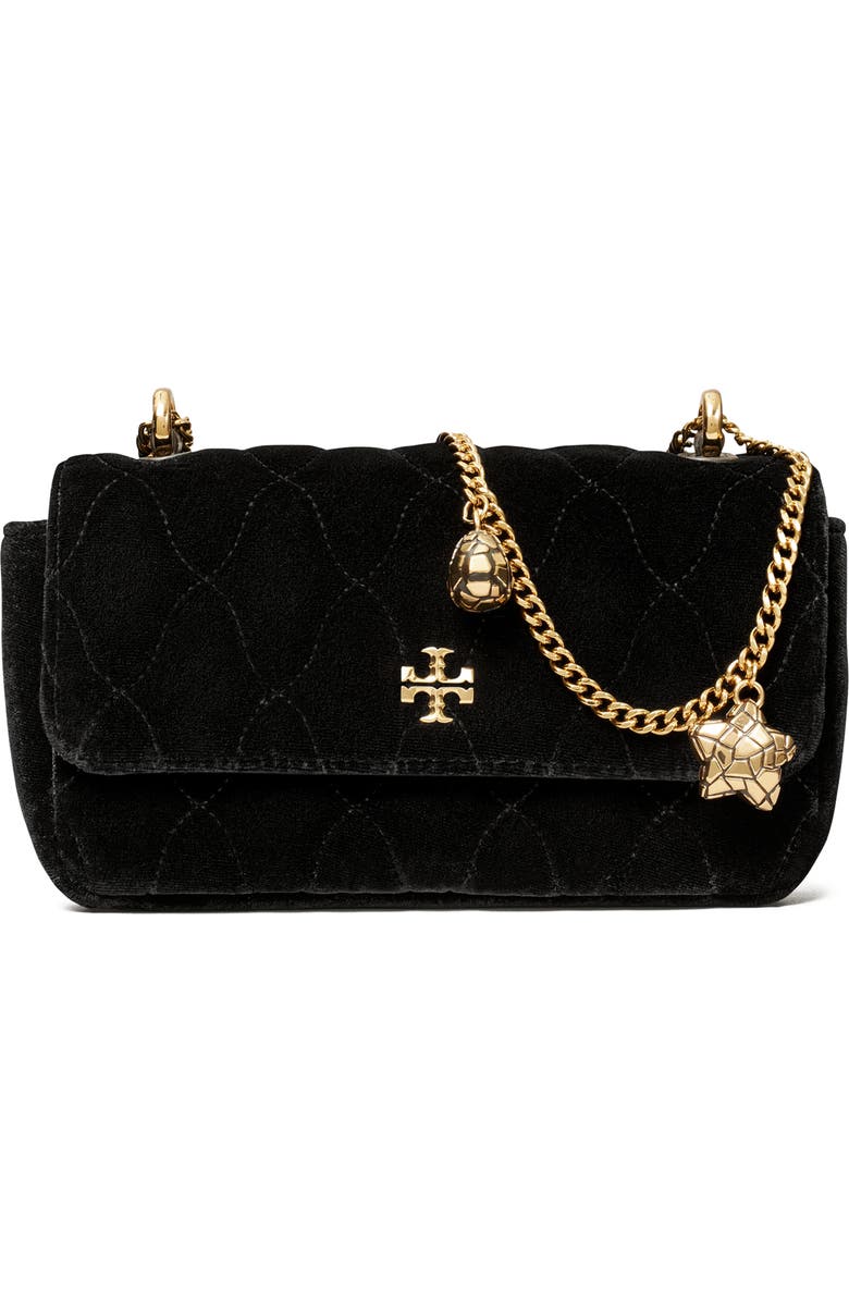 Tory Burch Mini Kira Quilted Velvet Crossbody Bag, Main, color,