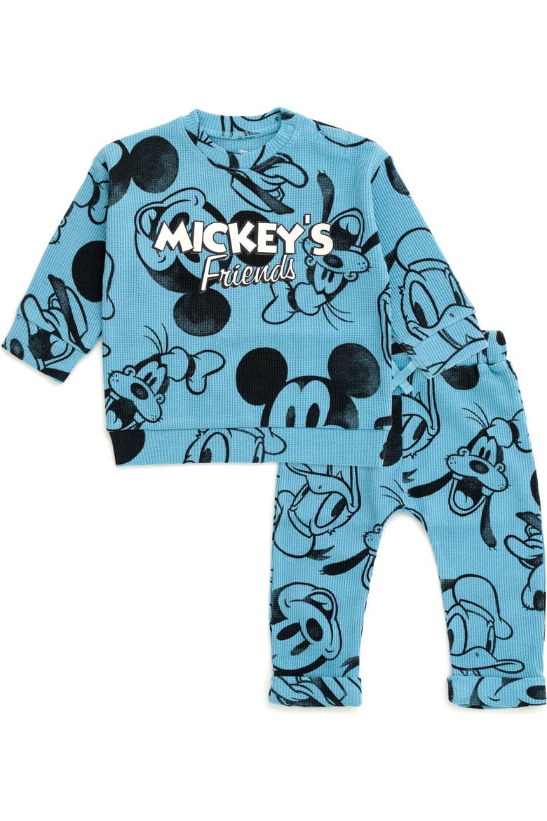 Mickey Mouse Loungewear 2-Piece Sweatshirt and Pants Set, Main, color, Mickey Donald Blue