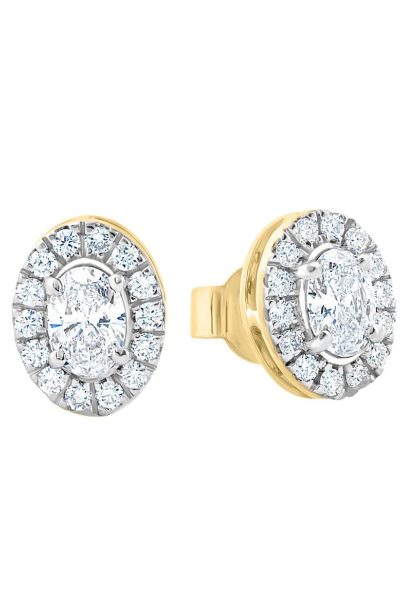 Bliss Diamond 3/4Ct Oval Diamond Halo Earrings in or Gold Lab Grown, Alternate, color, Yellow Gold