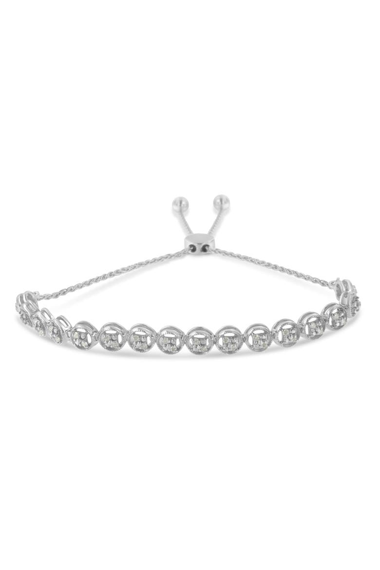 Silver 1/4 Cttw Diamond Bolo Bracelet, Alternate, color, White