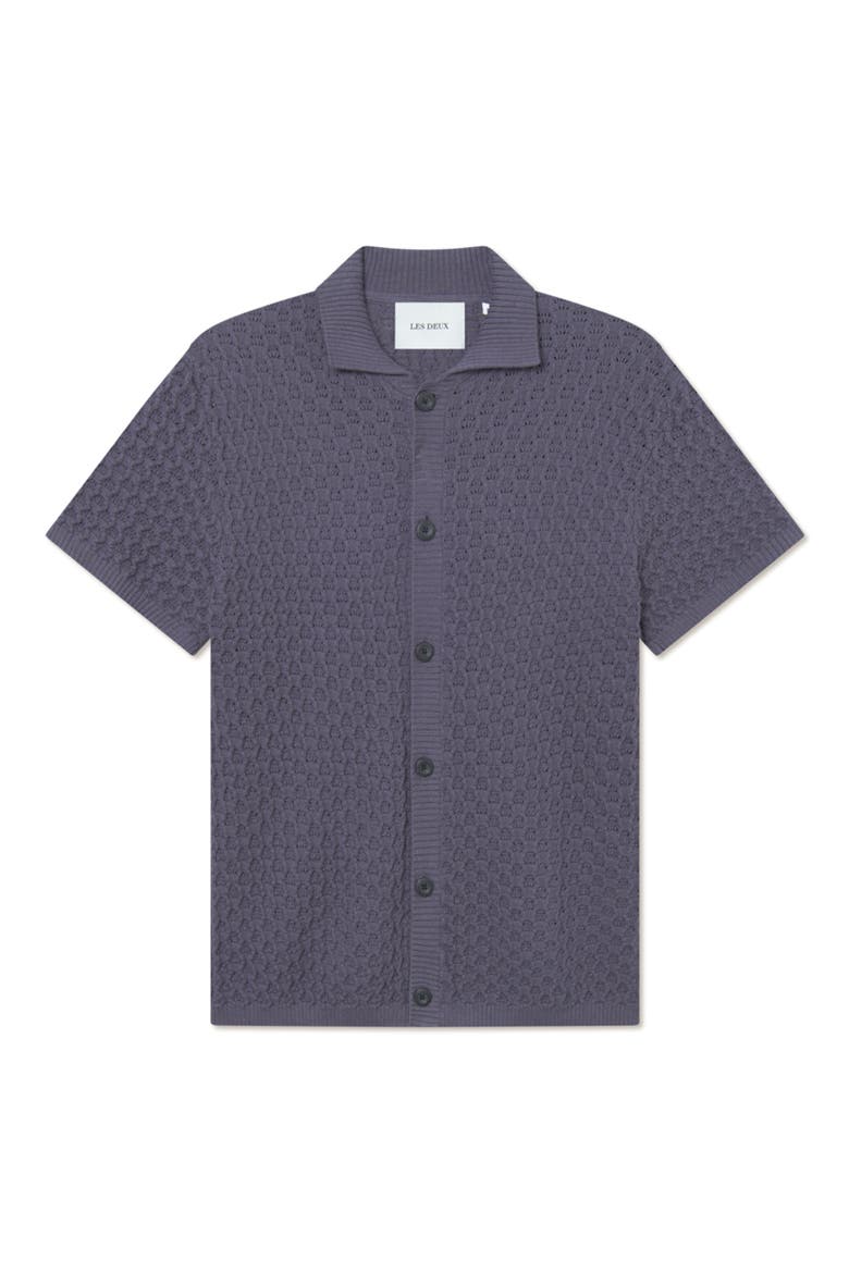 Gespertus Short Sleeve Cotton & Wool Knit Shirt, Main, color, GRAYSTONE