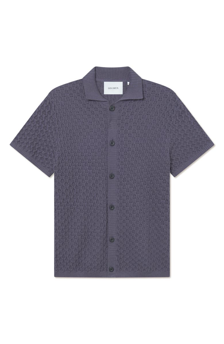 Les Deux Gespertus Short Sleeve Cotton & Wool Knit Shirt, Main, color, Graystone