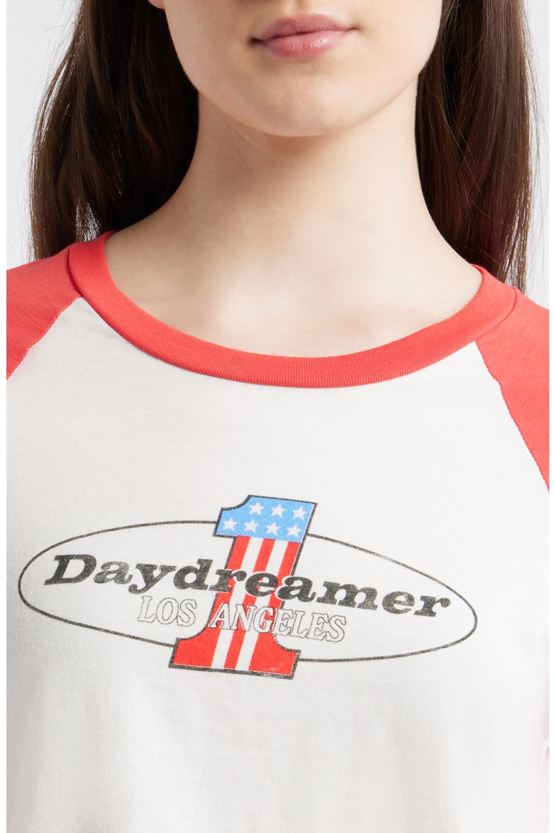 Number One Graphic Raglan T-Shirt, Alternate, color, DEEP SEA CORAL COMBO