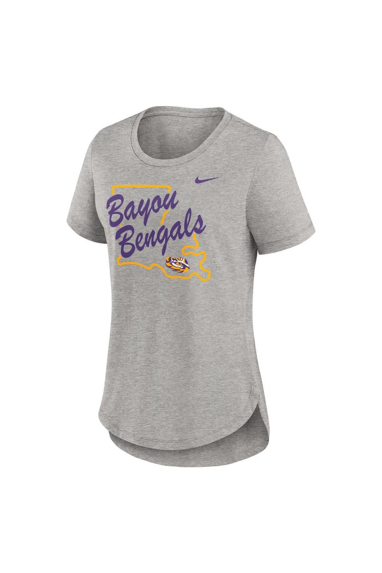 Women's Nike Heather Gray LSU Tigers Local Campus Location Mantra Tri-Blend T-Shirt, Alternate, color, Heather Gray