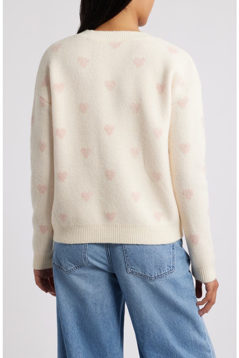 Hearts Jacquard Sweater, Alternate, color, IVORY/ PINK