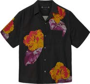 AllSaints Nouvelle Floral Linen & Cotton Camp Shirt