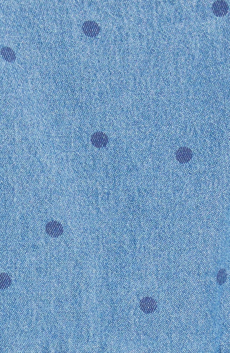 Mini Rodini Kids' Dot Print Tiered Denim Dress, Alternate, color, Blue