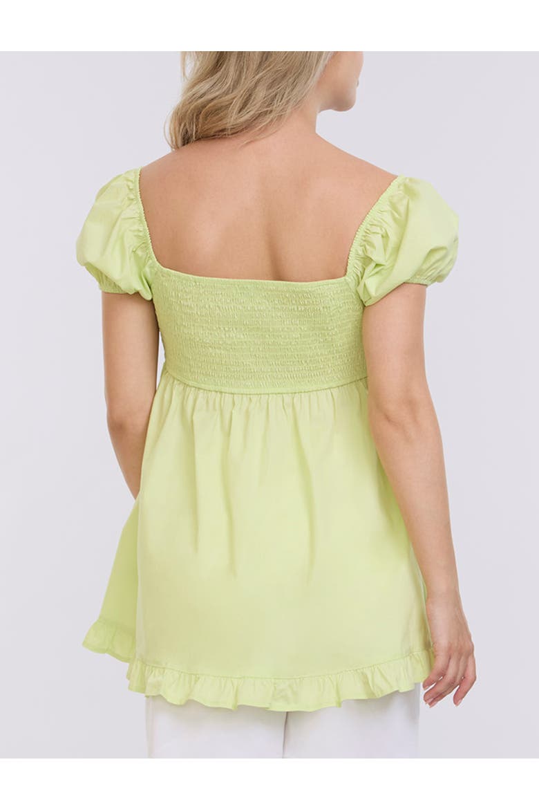Off the Shoulder Short Sleeve Babydoll Maternity Top, Alternate, color, Soft Lime