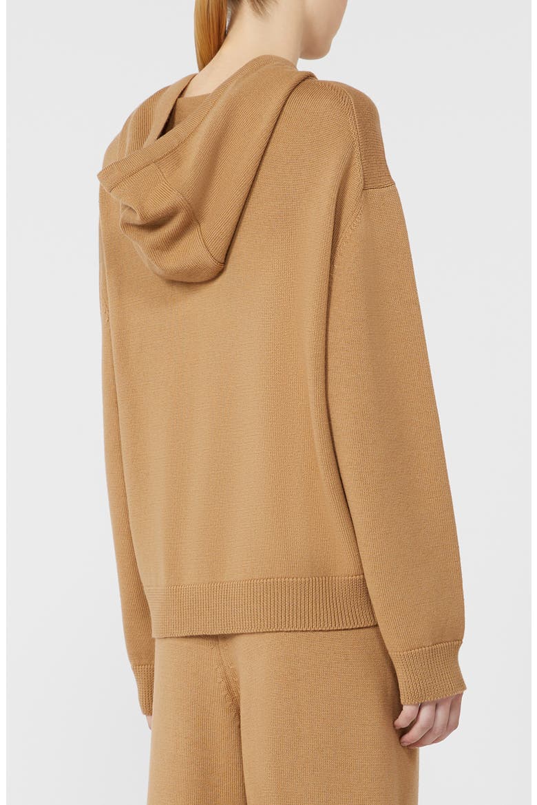 Loria Virgin Wool Sweater Hoodie, Alternate, color, CAMEL