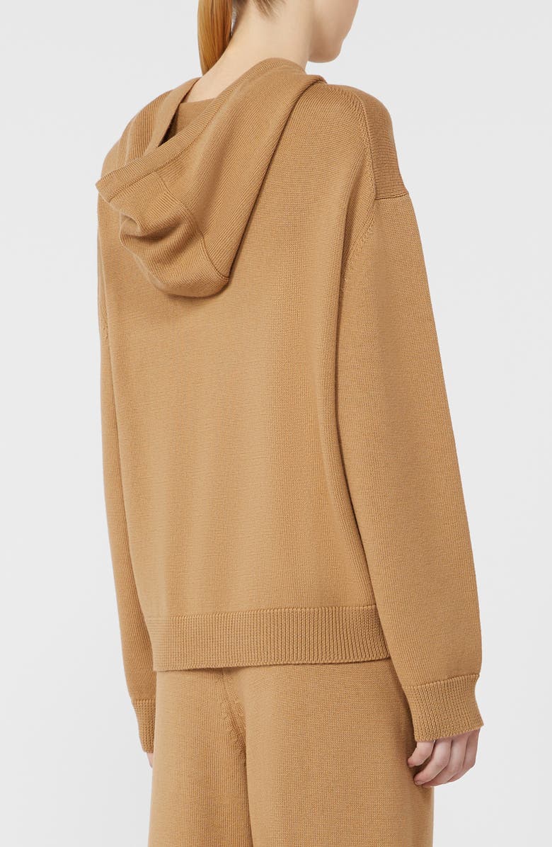 MM by Max Mara Loria Virgin Wool Sweater Hoodie, Alternate, color, Camel