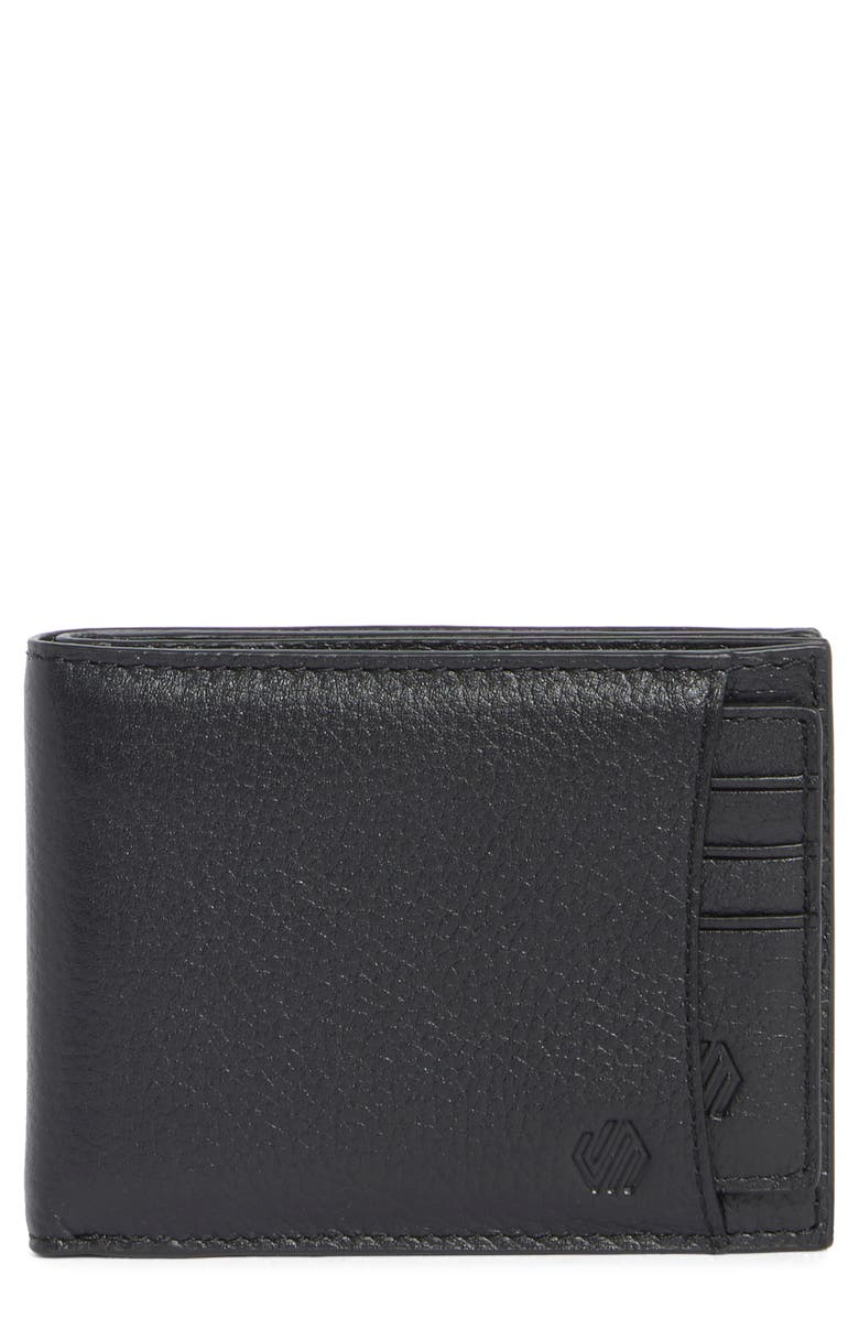 Johnston & Murphy Sliding 2-in-1 Pebbled Leather Bifold Wallet, Main, color, Black