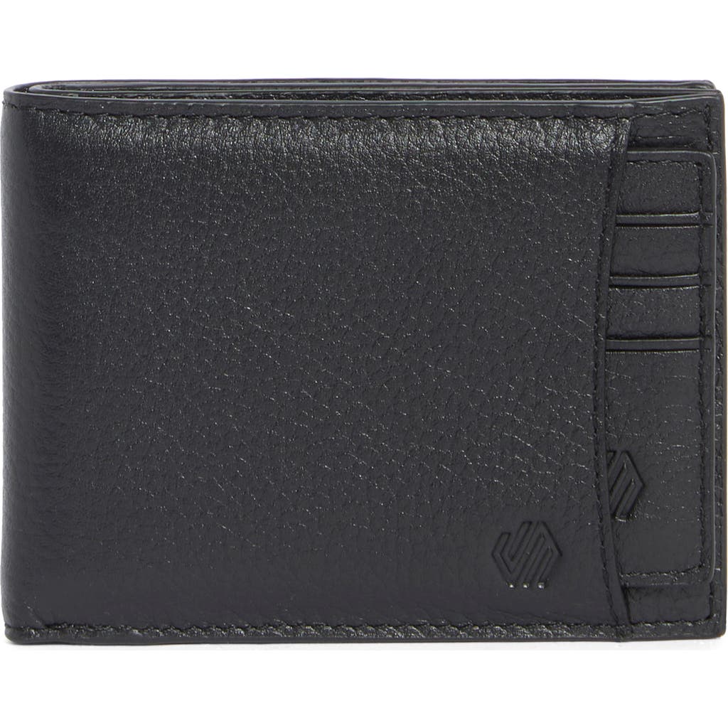 Johnston & Murphy Sliding 2-in-1 Pebbled Leather Bifold Wallet In Black