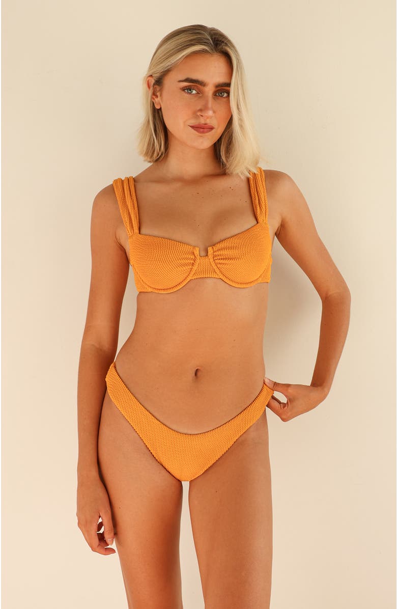 Dippin Daisys Nocturnal Cheeky Bikini Bottom, Main, color, Golden Glow