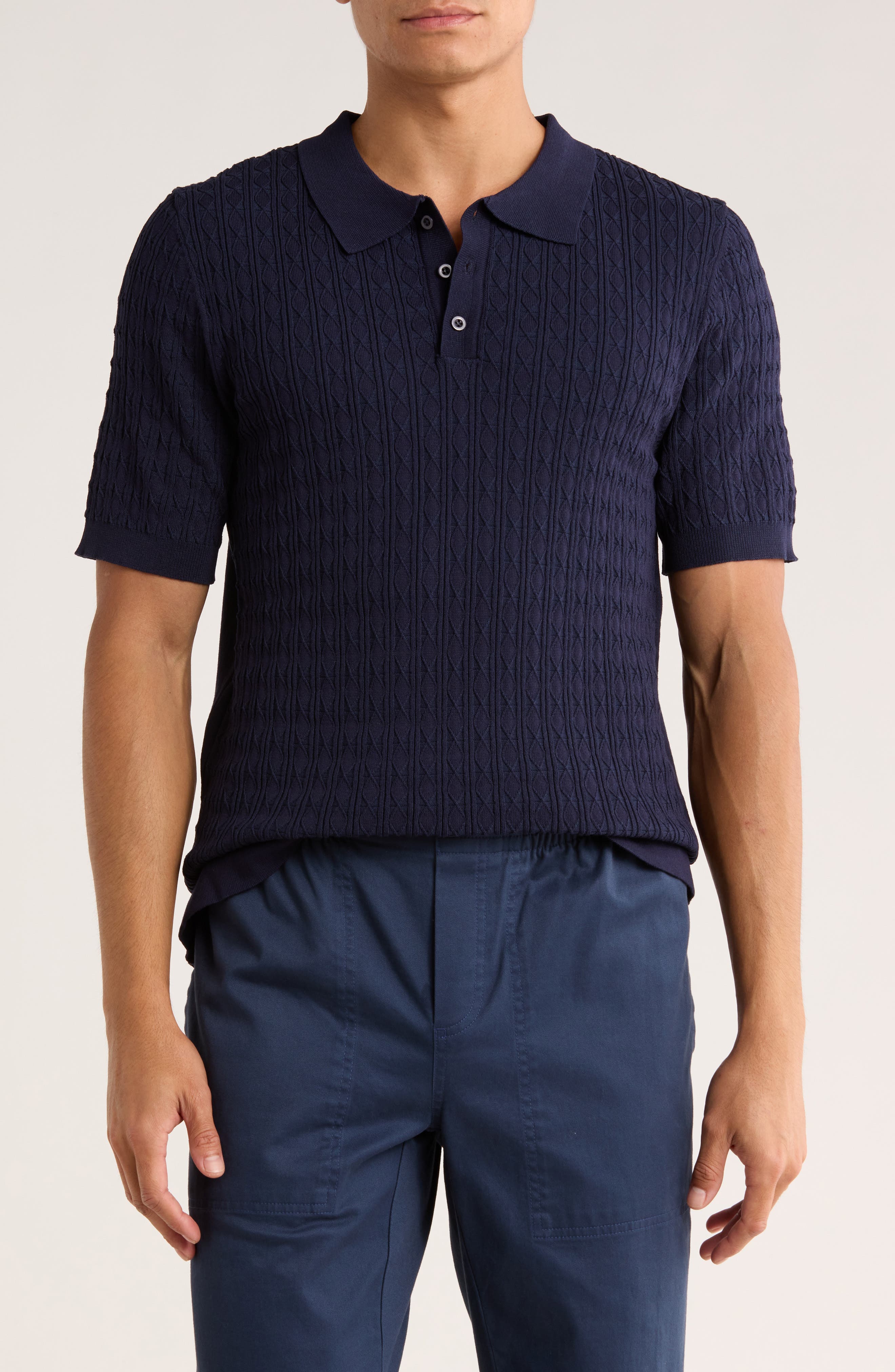 T.R. PREMIUM Cable Knit Short Sleeve Sweater