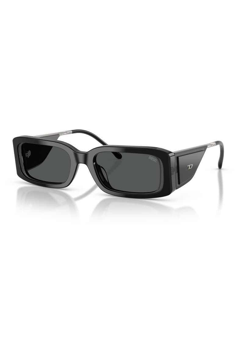 53mm Rectangular Sunglasses, Alternate, color, BILAYER BLACK GREY / DARK GREY