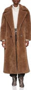 Avec Les Filles Double Breasted Oversized Faux Fur Maxi Coat
