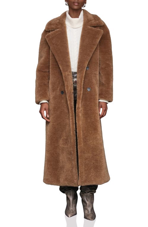 Avec Les Filles Double Breasted Faux Fur Long Coat