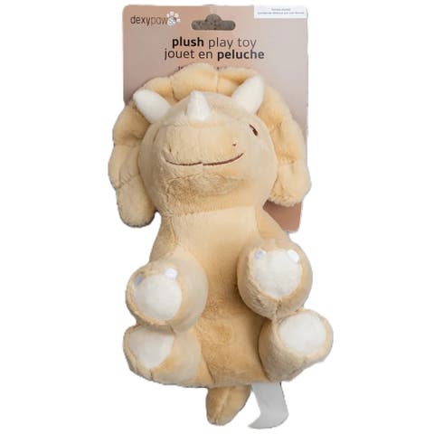 Triceratops Squeak & Crinkle Plush Dog Toy