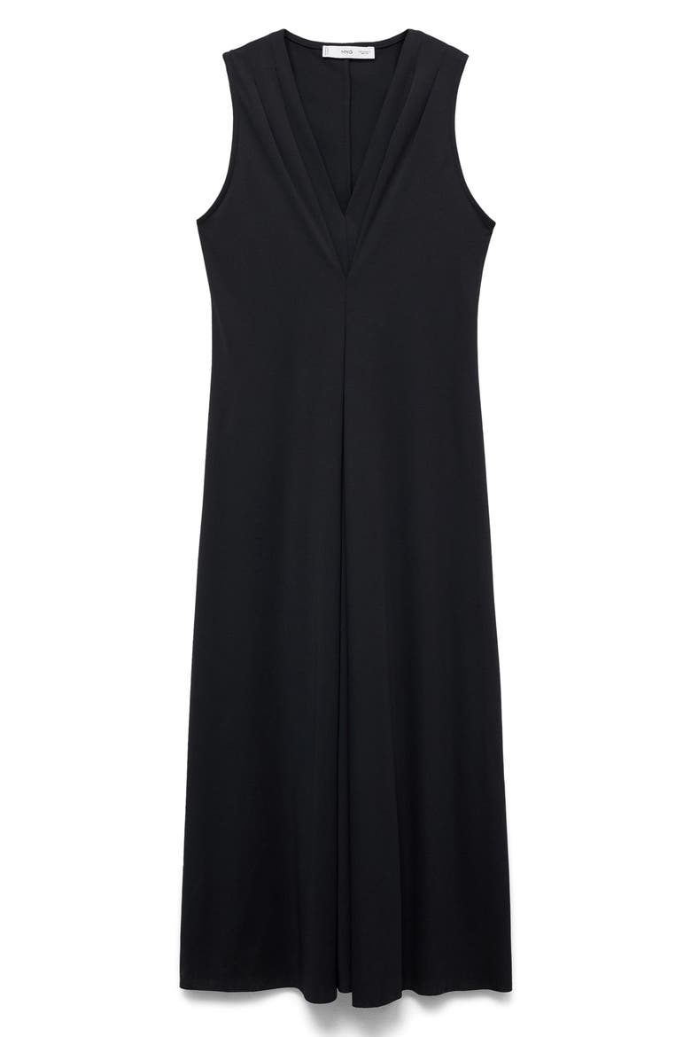 Pleated Sleeveless Knit Maxi Dress, Alternate, color, BLACK