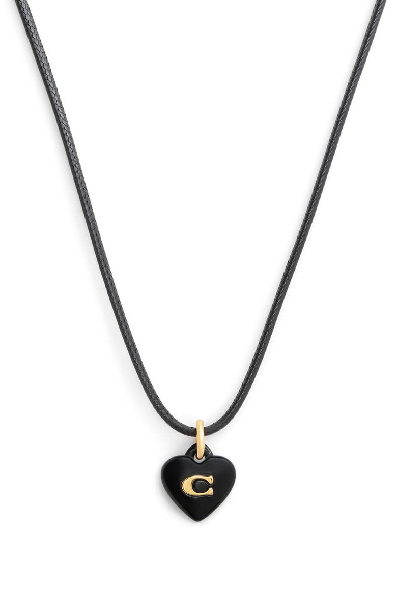 Signature C Resin Heart Cord Necklace, Alternate, color, BLACK/ GOLD