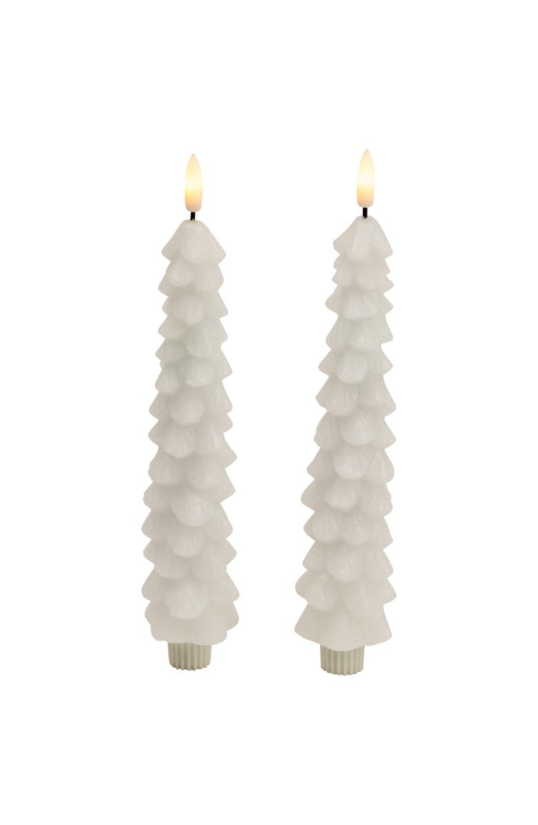 Northlight LED Flickering Flameless Wax Tapered Christmas Tree Candles - 9.75" - White - Set of 2, Main, color, White