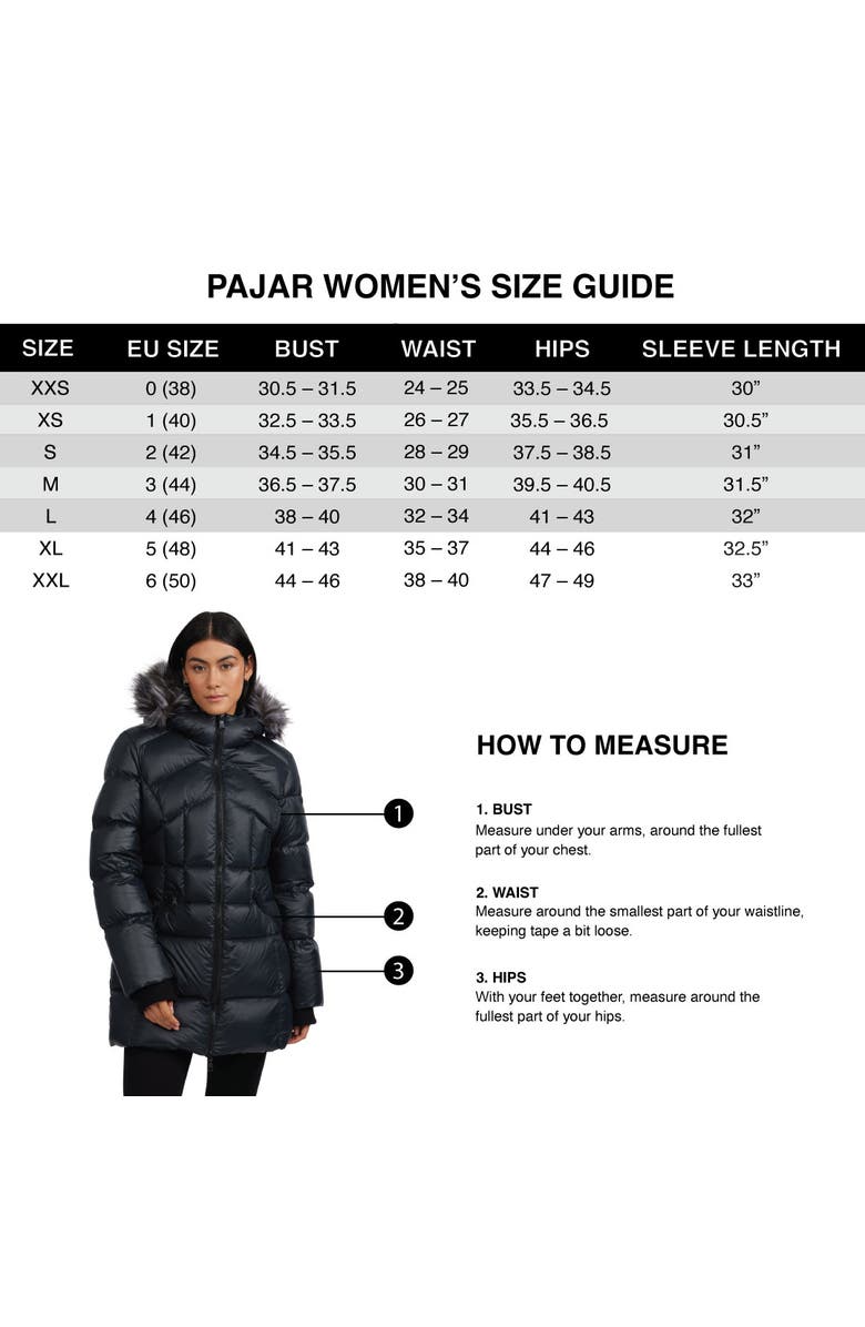 Pajar Women's Zola Box Quilt Mid-Length Puffer with Fixed Hood, Alternate, color, Black