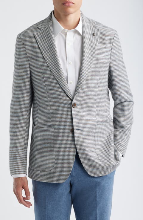Hampton Houndstooth Check Wool & Linen Blend Sport Coat