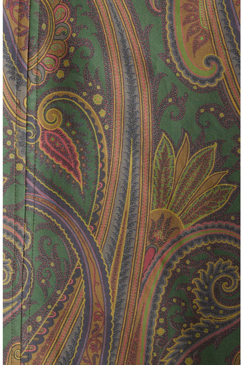 Belted Paisley Gabardine Cape, Alternate, color, GREEN